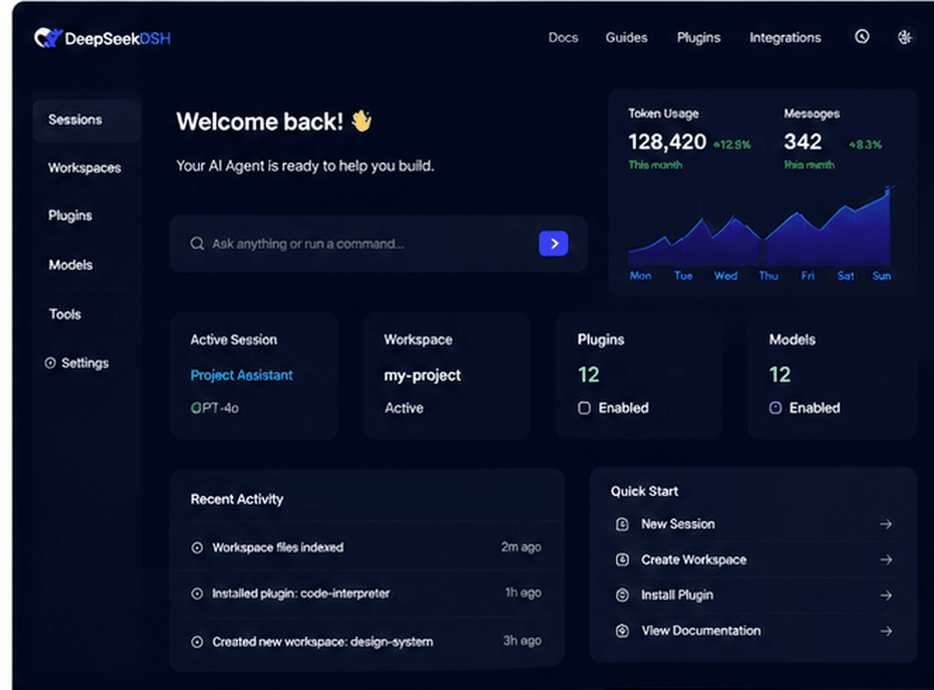 Illustrative DeepSeek Harness dashboard preview